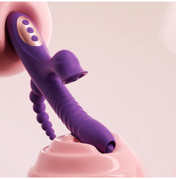 MizzZee - Magic Anal Vibrating Retractable Swinging Warming Wand (Chargeable - Purple)